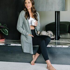 ZYIA Active Women's Steel Gray Boyfriend Lounge Cardigan Size XL